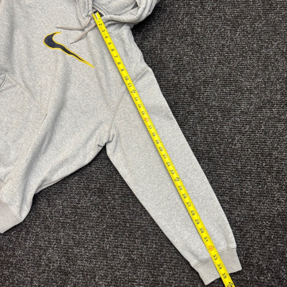 Nike Center Swoosh Hoodie Mens XXL Heather Gray Navy Yellow Embroidered Pullover - Picture 4 of 12
